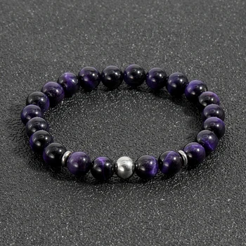 YUOKIAA 8 мм Натуральное ожерелье из фиолетового камня Тигровый Глаз с минималистичным Темпераментом, украшения для медитации, Йоги, снятия стресса.
