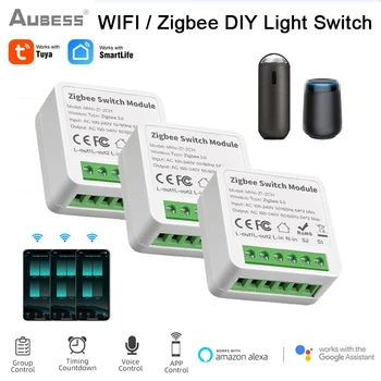 ZigBee / WIFI Tuya Mini Smart Switch 1/2/3/4 банды Zigbee3.0 Модуль голосового дистанционного управления приложением с Amazon Alexa и Google