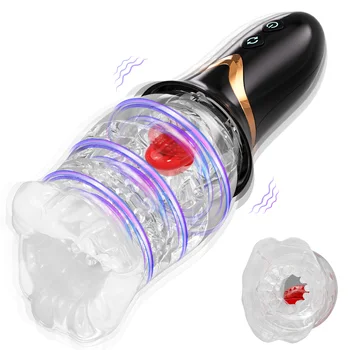 Автоматическая вибрирующая вращающаяся чашка для мужского мастурбатора с 8 вращениями и 10 вибрациями Электрические карманные секс-игрушки для минета киской для мужчин