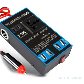Автомобильный Инверторный преобразователь 12V 24V в AC220V Для домашнего использования USB Зарядное устройство Адаптер 1500 Вт