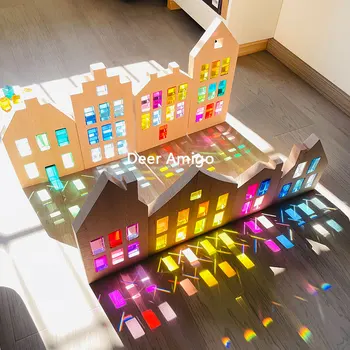 Акриловые светящиеся кубики Деревянный дом набор полупрозрачный блеск с кристально чистыми строительными блоками Детские развивающие сенсорные игрушки