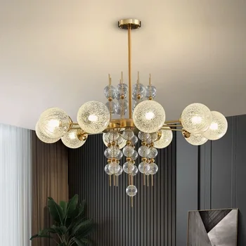 Американский классический Светодиодный подвесной светильник со стеклянным шаром 2024, современная люстра для гостиной, кухонный остров, домашний декор Luminaria