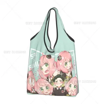 Аниме Шпионская семейка Anya Shoper Bag Портативная сумка-тоут Милая сумка-тоут Женская сумка для девочек Многоразовая сумка для покупок без застежки-молнии Сумка для супермаркета