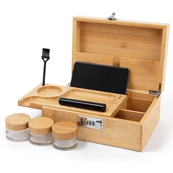 Бамбуковый ящик для хранения с замком, Подвижный лоток Для чая, Сигарет, Работающие Лотки, Катушка для нарезанного табака, Коробка для хранения конфет ручной работы