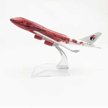 Бесплатная доставка модель самолета Malaysia Airlines большой Красный цветок Boeing 747 самолет 16 см из металлического сплава, отлитый под давлением 1:400 модель самолета