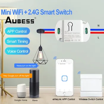Беспроводной Настенный Выключатель AUBESS и Мини-WiFi 2.4G Пульт Дистанционного Управления Smart Switch Модуль Голосового Управления Работают С Alexa Google Home
