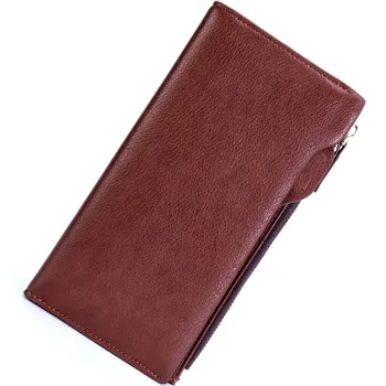 Блокирующий RFID для мужчин и мальчиков кошелек-конверт из искусственной кожи, сумочка, кожаный кошелек на молнии, длинный кошелек, вечерний чехол, сумка