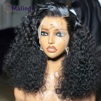 Бразильские Кудрявые парики 13x6 без клея, парики из человеческих волос с кружевом спереди 250% плотности, Прозрачные парики с кружевом спереди Для женщин