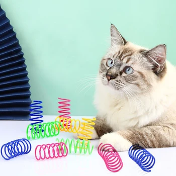 Весенняя игрушка для кошек, красочные спиральные пружинящие круги из прочного пластика Привлекают кошек для охоты на укусы, Интерактивные игрушки, используемые для домашних кошек