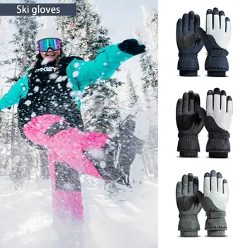 Ветрозащитные перчатки, водонепроницаемые лыжные перчатки, Термальные лыжные перчатки с защитой запястья, Теплые зимние Перчатки для женщин, варежки для снегоходов