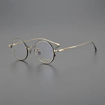 Винтажная оправа для литературных очков из чистого титана для женщин, ультралегкие круглые очки в стиле ретро, женские очки Унисекс для оптической близорукости.