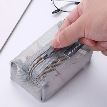 Винтажный объемный квадратный нейлоновый сетчатый кошелек для монет, большая емкость, органайзер для ключей, губная помада, наушники, сумка для карточек