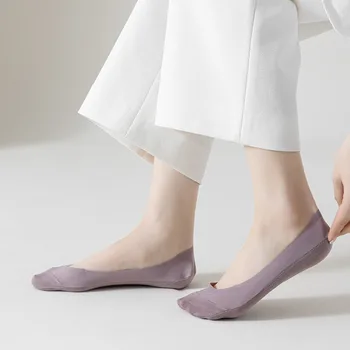 Впитывающие пот повседневные тонкие ледяные шелковые дышащие силиконовые носки-лодочки, бесшовные невидимые носки, женские носки
