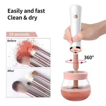 Вращающийся электрический Очиститель кистей для макияжа Сушилка Видимая Автоматическая Машина для чистки щеток Spinner Powder Puff Cleaning