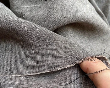 Высококачественная льняная ткань серого кофейного цвета для одежды