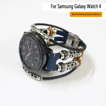Высококачественный ремешок из искусственной кожи для Samsung Galaxy Watch 5 4 40 мм 44 мм Watch4 Classic 42 мм 46 мм браслет