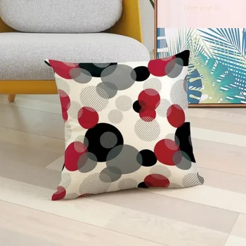 Геометрическая наволочка 45x45 см, красная геометрическая наволочка, диванные подушки, декоративные наволочки, сине-серый наволочный чехол