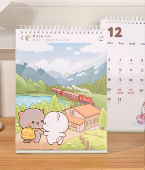 Горячая лимитированная серия Bubu Honey Peach Cat Calendar Lunar Настольный Милый подарок Рабочий календарь Honey Peach Grey Travel Подарок на день рождения