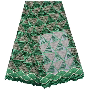 Горячая распродажа Зеленой Африканской кружевной ткани 2018 года Высокого качества со стразами, французской сетчатой гипюровой кружевной ткани для свадебного платья S1391