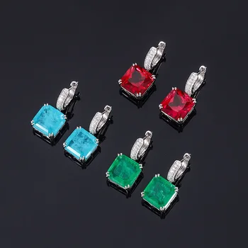 Горячие продажи ювелирных изделий S925 серебряная квадратная инкрустированная бриллиантовая серьга для ушей основной камень LE105