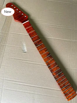Гриф гитары из огненного клена с левой стороны, 21 Лад, 25,5-дюймовый гриф, Точечная инкрустация, Желтая краска на болтах, Высококачественные гитарные детали