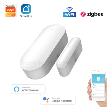 Датчик двери Tuya Wi-Fi / гаражный детектор Zigbee Совместим с приложением Alexa Google Home Smart Life