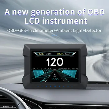 Двухсистемный Hud Obd2 GPS, головной дисплей, Obd LCD, Спидометр, измеритель наклона, детектор очистки кода неисправности автомобиля.
