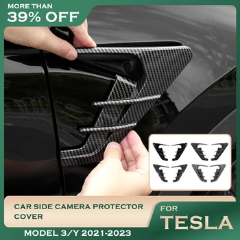 декоративная крышка камеры на боковой панели крыла автомобиля из 2шт для Tesla Model 3 Y 2023 Thunder Leaf С боковой маркировкой, аксессуары для накладки на крыло