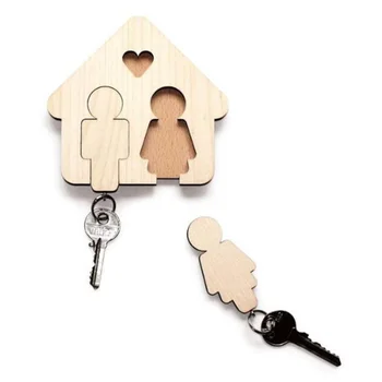 Деревянная цепочка для ключей, брелок для пар, Подвеска с подходящей магнитной вешалкой, держатель-органайзер, лучший подарок на годовщину пары