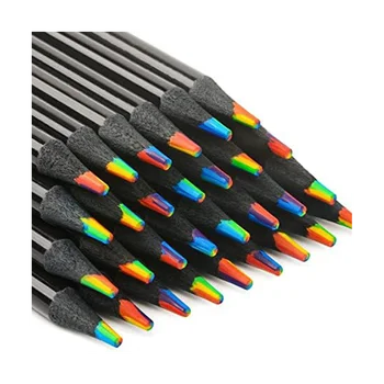 Деревянные карандаши цвета радуги, 7 цветов в 1, радужные карандаши, для рисования, раскрашивания эскизов, разноцветная сердцевина,
