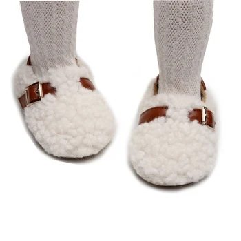 Детская обувь для первых шагов в стиле INS; Плюшевая утолщенная мягкая зимне-осенняя обувь для мальчиков и девочек; Модная обувь