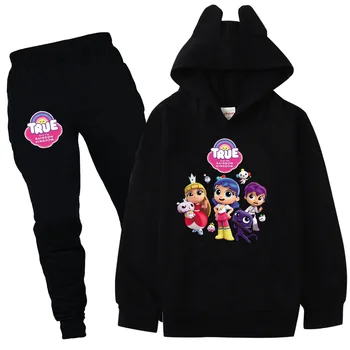 Детская одежда True and The Anime Rainbow Kingdom, толстовка с капюшоном, Комплекты из толстовки + брюк для мальчиков, повседневный спортивный костюм для маленьких девочек
