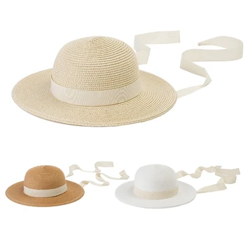 Детская соломенная кепка унисекс для защиты от солнца, летняя шляпа для благородного темперамента, для защиты
