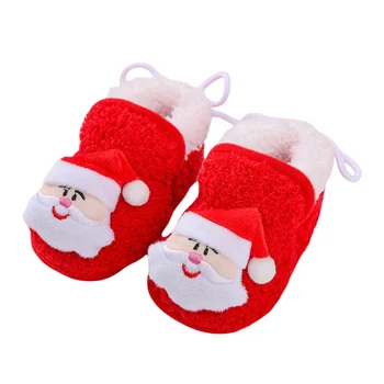 Детские Рождественские пинетки на Хэллоуин, мягкая детская тыква, Санта-Клаус, зимние теплые флисовые тапочки, Зимние ботинки, обувь для кроватки