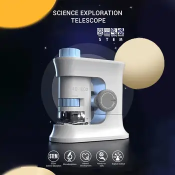Детский научный эксперимент Карманный микроскоп Игрушка Mini Labsters Портативный микроскоп 40x-160x Обучающий Мини-микроскоп