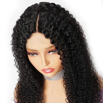 Джерри Кудрявый парик с кружевом спереди 13x4, парики из человеческих волос, средняя часть без натурального цвета, прозрачные парики с кружевной застежкой 4x1x4 для женщин