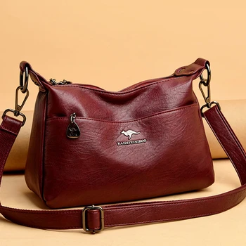Женская двухслойная сумка-мессенджер с несколькими карманами, высококачественные сумки через плечо из мягкой искусственной кожи, повседневные сумки через плечо для женщин, Новая сумка-тоут