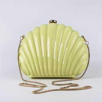 Женская мини-сумка в виде ракушки, акриловая высококачественная роскошная дизайнерская косметика и чехлы для переноски телефонов, желто-бежевая сумка, милые сумки через плечо