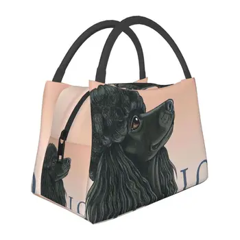 Женская сумка-тоут Poodle Black Love с изоляцией для ланча Pudel Caniche, портативный термоохладитель, ланч-бокс для еды, для работы и путешествий