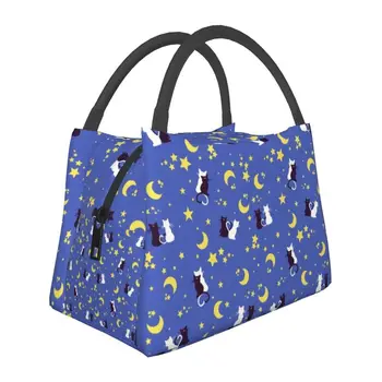 Женская сумка-тоут с изоляцией Sailors Moon для ланча Moon Kitties, портативный кулер, термос для ланча, коробка для работы и путешествий