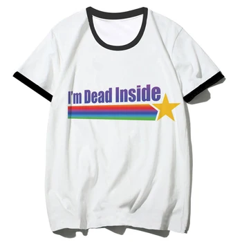 Женская футболка Dead Inside, японская футболка, смешная одежда 2000-х с женскими комиксами