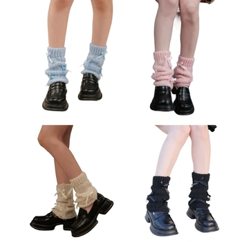 Женские модные гетры с бантом, вязаные носки с длинными штанинами, теплые студенческие носки для девочек 90-х, повседневный подарок уличной одежды Y2K для вечеринок