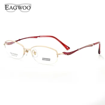 Женские очки из чистого титана, элегантные очки в полукруглой оправе, Высококачественные очки по рецепту 5108