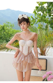 Женский цельный купальник Fairy Fan Chunyu в стиле юбки, сексуальный японский и корейский купальник Ins Hot Spring, новинка 2023 года