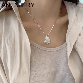 Женское ожерелье ANENJERY с двойным сердечком из глазури, колье с цепочкой на ключицу, ювелирные изделия, подарки, бесплатная доставка