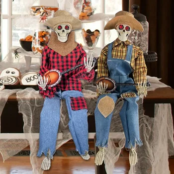 Забавные анимированные Скелеты Украшения для Хэллоуина Скелеты Банджо Анимированные Скелеты Банджо Украшения для гитары с черепами на Хэллоуин