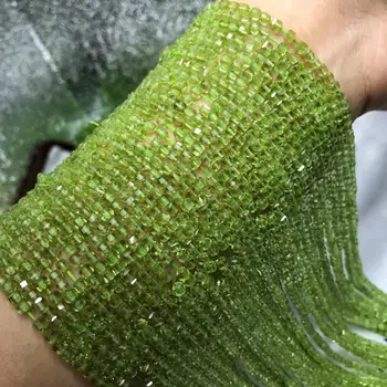 Зеленый квадратный граненый перидот 2-3 мм для изготовления ювелирных изделий своими руками, свободные бусины FPPJ, бусины оптом, натуральный драгоценный камень