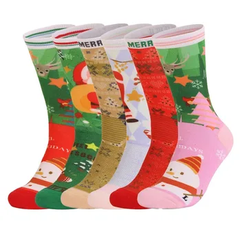 Зимние рождественские носки баскетбольные носки с утолщенным полотенцем снизу, нескользящие амортизирующие спортивные носки унисекс средней длины