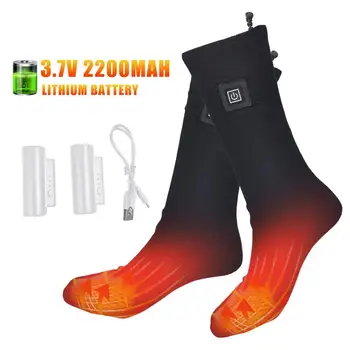 Зимние эластичные носки с электрическим подогревом 3,7 В, перезаряжаемые носки с подогревом, заряжающиеся чулки с подогревом для ног от холода Для катания на лыжах
