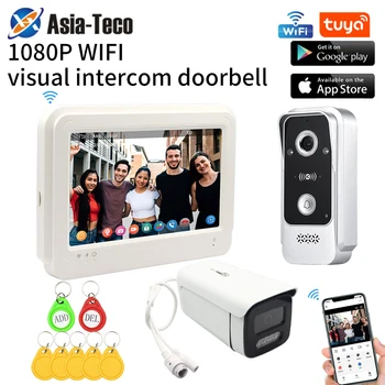 Интеллектуальный видеодомофон Tuya Визуальный домофон Камера дверного звонка 1080P AHD WiFi Домофон для домашней безопасности виллы NFC IC Контроль доступа